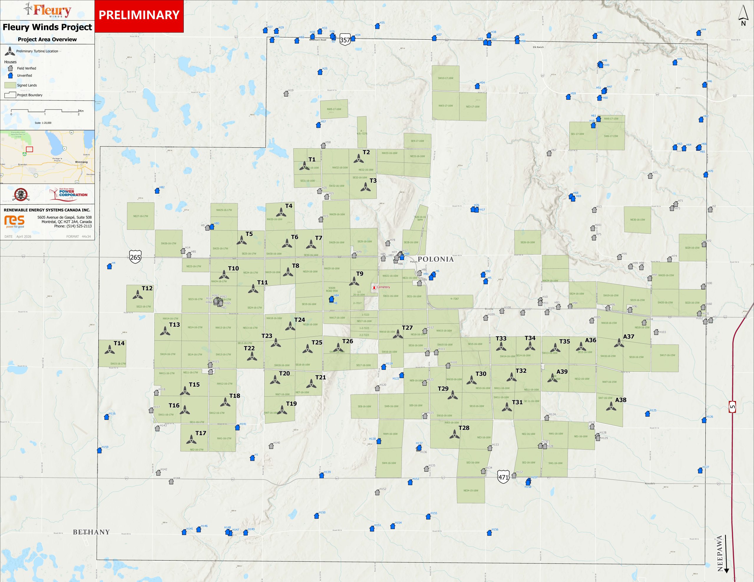 Preliminary Layout Fleury Winds Map